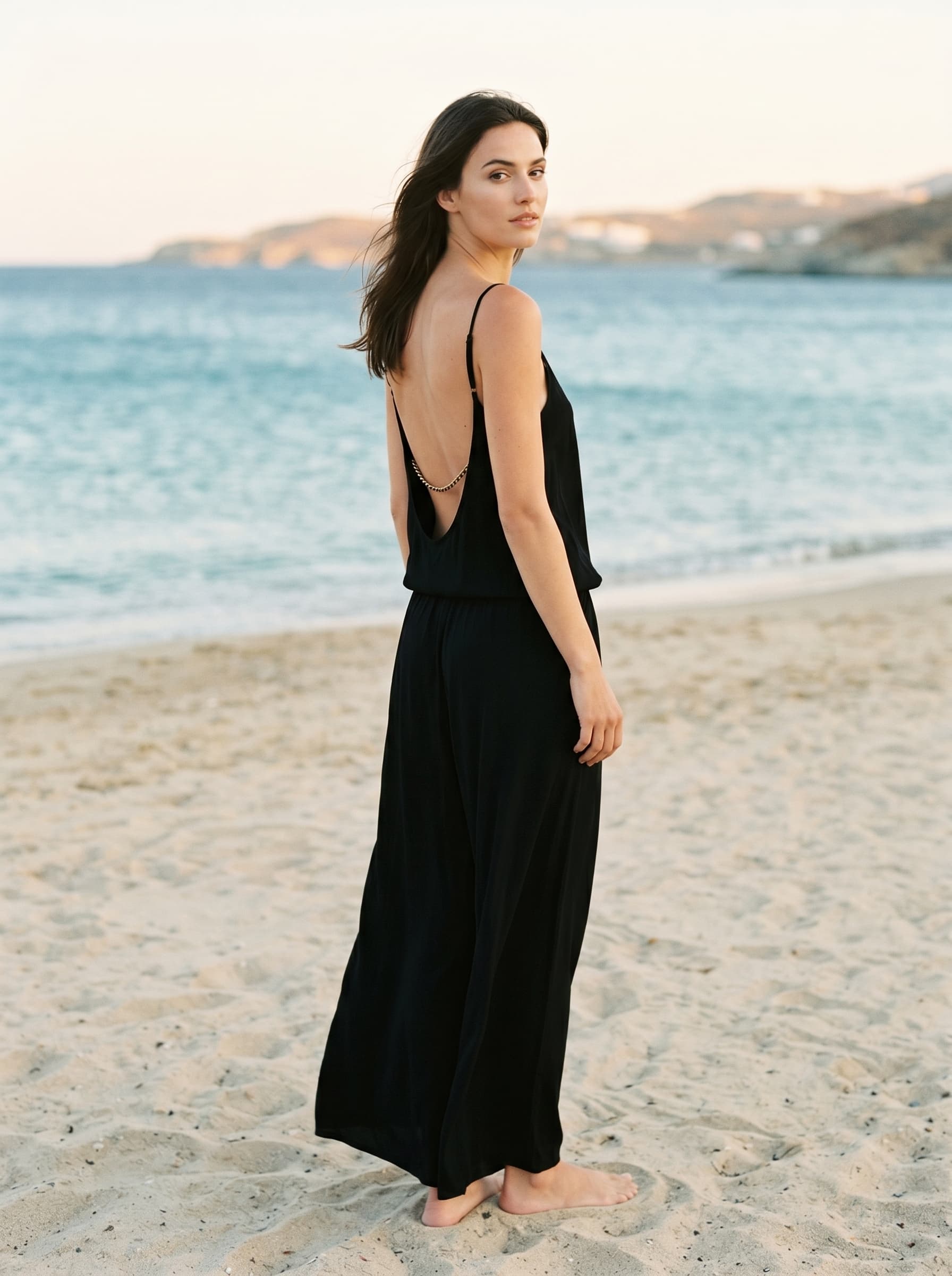 Robe Longue Dos nu Fidji Noire, Plage méditerranéenne