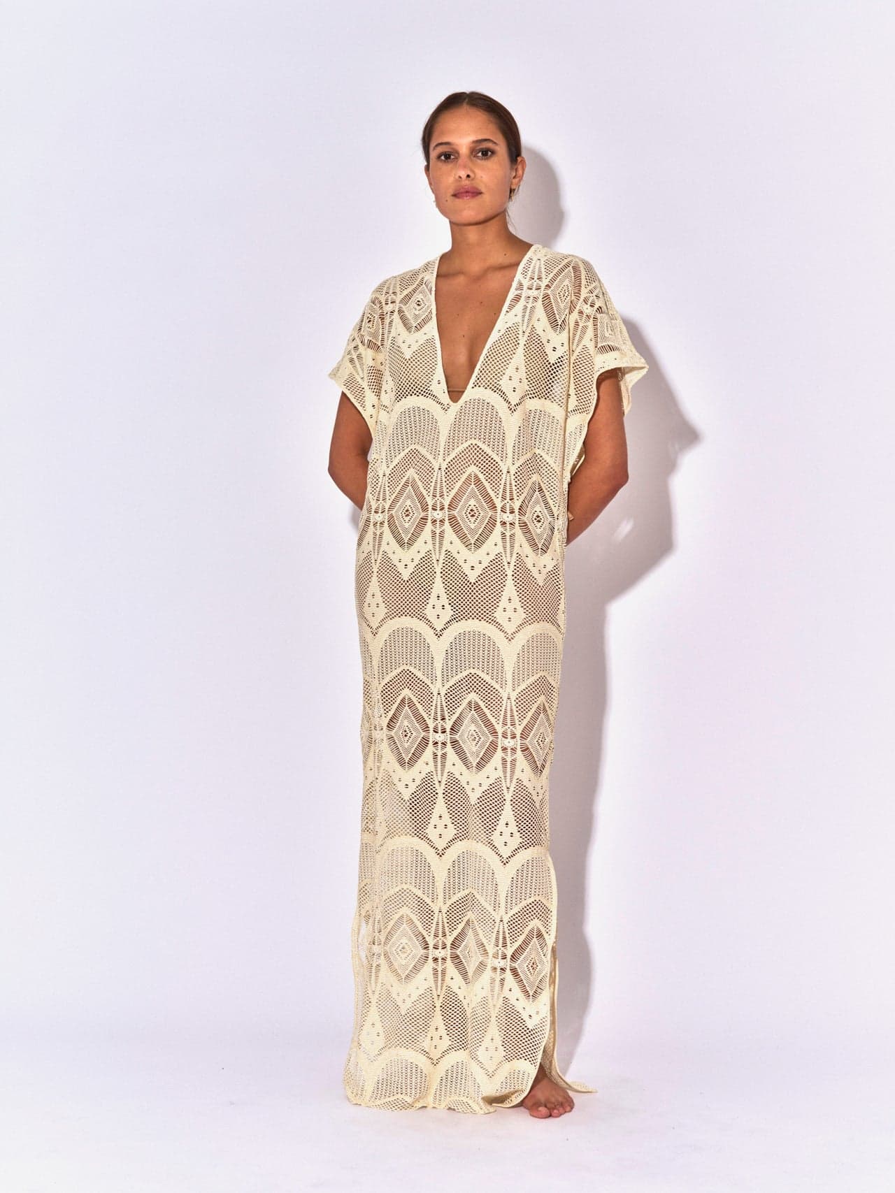 Kaftan Long Crochet Ecru