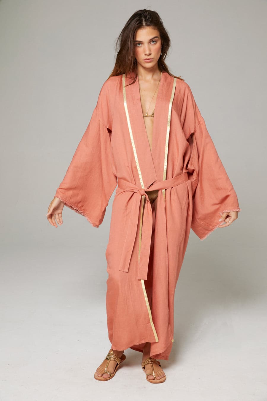 Kimono Long Broderie Cocotier