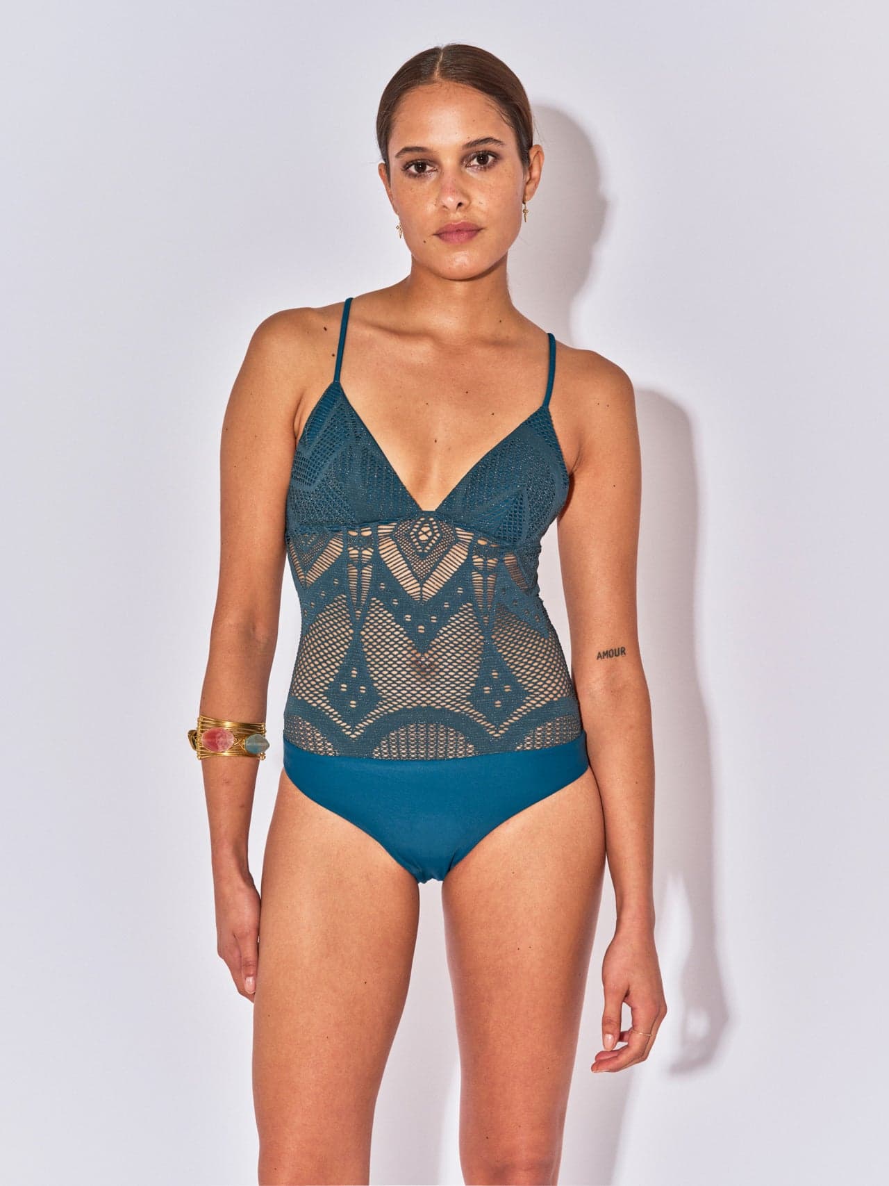 Maillot de Bain Une Piece Tania Crochet Petrol